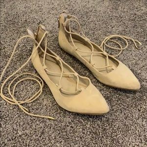 Tan Lace-Up Calvin Klein Flats